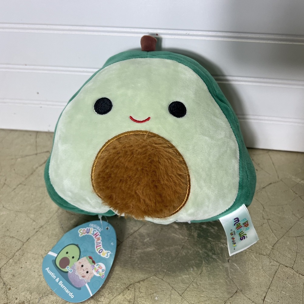 Squishmallow Flip A Mallows 8" Austin and Bernardo/Avocado, Burrito NWT Plush